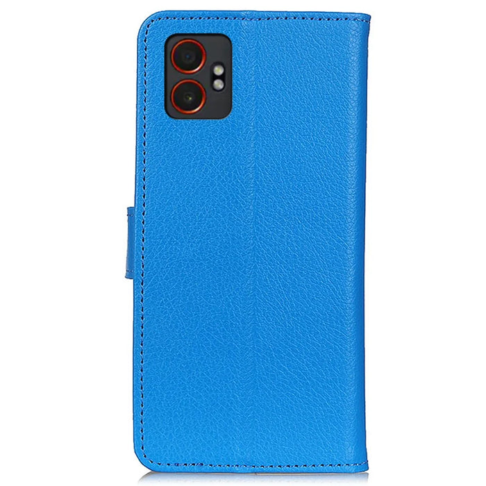 For Samsung Galaxy XCover7 Pro Wallet Case PU Leather Phone Cover Litchi Texture - Blue - 7