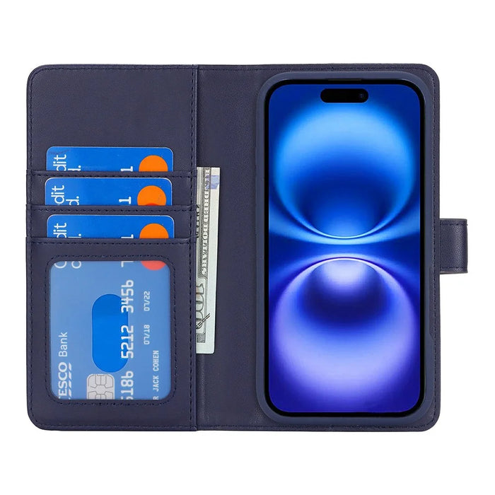 For iPhone 16 Wallet Case Compatible with MagSafe Anti-Drop Detachable PU Leather Phone Cover - 2