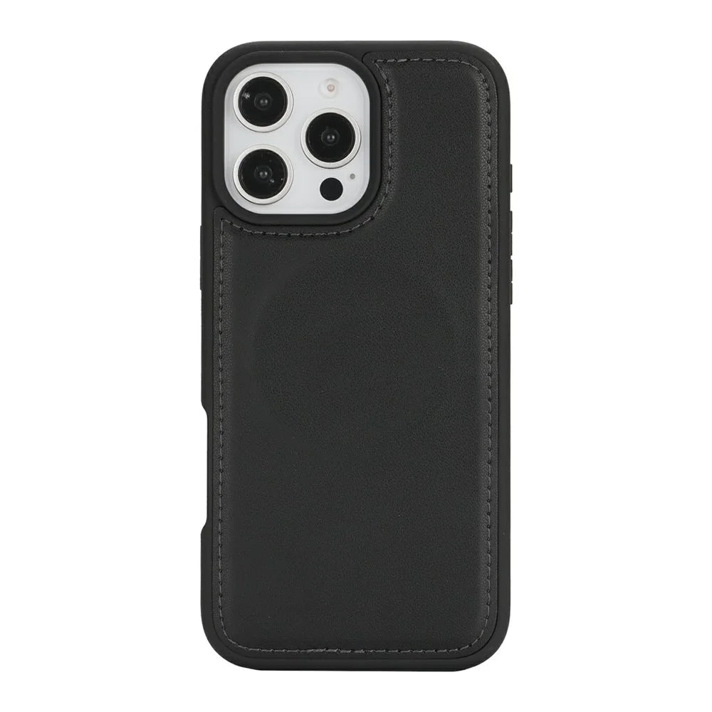 For iPhone 16 Pro Wallet Case Compatible with MagSafe Anti-Drop Detachable PU Leather Phone Cover - Black - 5