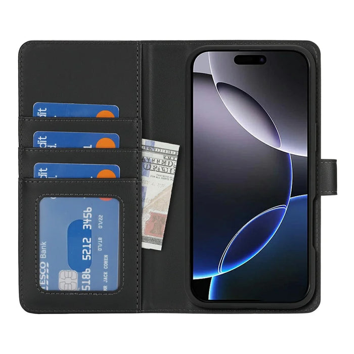For iPhone 16 Pro Max Wallet Case Compatible with MagSafe Anti-Drop Detachable PU Leather Phone Cover - Black - 2