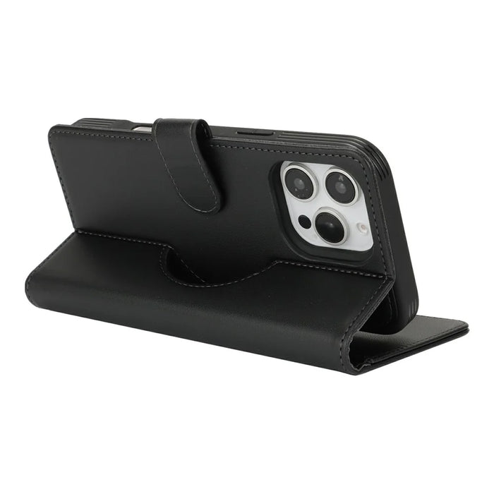 For iPhone 16 Pro Max Wallet Case Compatible with MagSafe Anti-Drop Detachable PU Leather Phone Cover - Black - 3