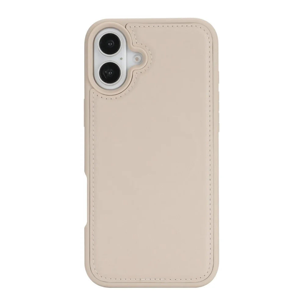 For iPhone 16 Plus Wallet Case Compatible with MagSafe Anti-Drop Detachable PU Leather Phone Cover - Beige - 5