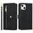 For iPhone 13 mini Stand Case PU Leather Phone Cover with Straps  /  Zipper Wallet  /  Multiple Card Slots - Black - 2