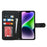 For iPhone 14 / 13 Stand Case PU Leather Phone Cover with Straps  /  Zipper Wallet  /  Multiple Card Slots - Black - 3
