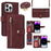 For iPhone 14 Pro Max Stand Case PU Leather Phone Cover with Straps  /  Zipper Wallet  /  Multiple Card Slots - Wine Red - 1