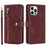 For iPhone 14 Pro Max Stand Case PU Leather Phone Cover with Straps  /  Zipper Wallet  /  Multiple Card Slots - Wine Red - 2