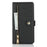 For iPhone 16 Stand Case PU Leather Phone Cover with Straps  /  Zipper Wallet  /  Multiple Card Slots - Black - 6