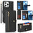 For iPhone 16 Pro Max Stand Case PU Leather Phone Cover with Straps  /  Zipper Wallet  /  Multiple Card Slots - Black - 1
