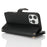 For iPhone 16 Pro Max Stand Case PU Leather Phone Cover with Straps  /  Zipper Wallet  /  Multiple Card Slots - Black - 3