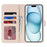 For iPhone 15 Wallet Case Compatible with MagSafe Anti-Drop Detachable PU Leather Phone Cover - Beige - 2