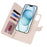For iPhone 15 Wallet Case Compatible with MagSafe Anti-Drop Detachable PU Leather Phone Cover - Beige - 7