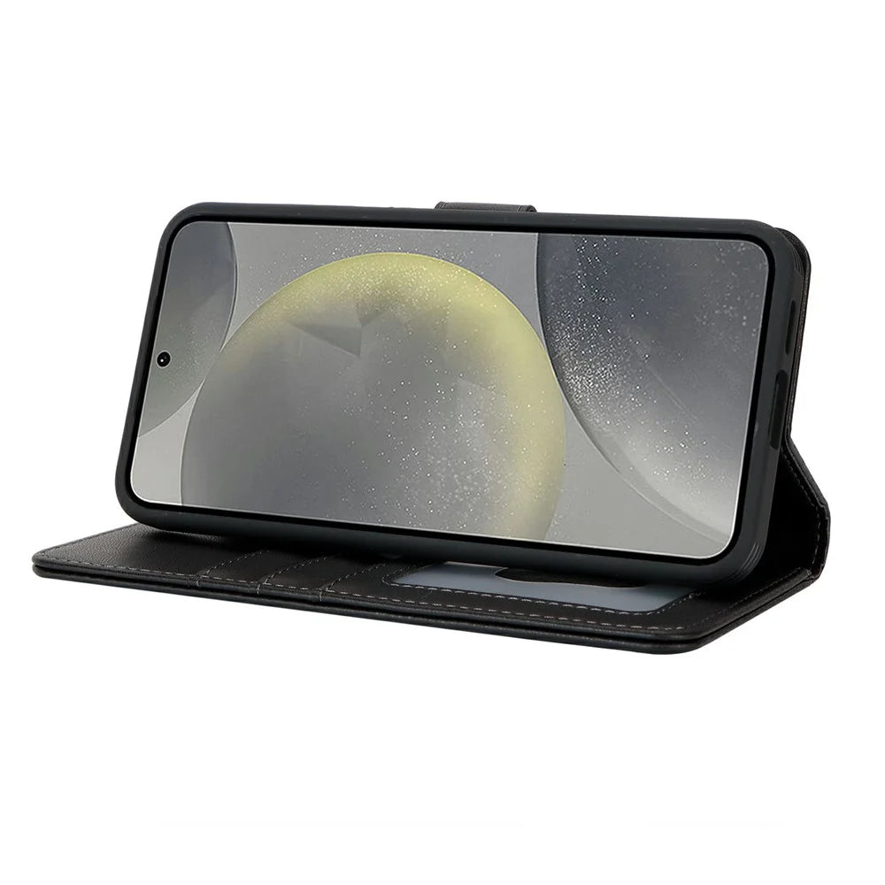 For Samsung Galaxy S24+ Wallet Magnetic Case Anti-Drop Detachable PU Leather Phone Cover - Black - 3