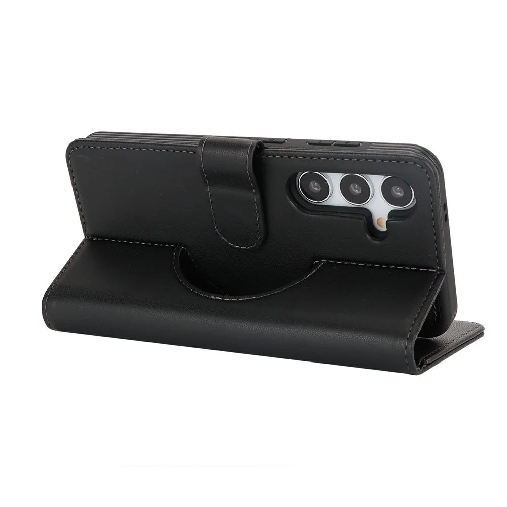 For Samsung Galaxy S24+ Wallet Magnetic Case Anti-Drop Detachable PU Leather Phone Cover - Black - 4