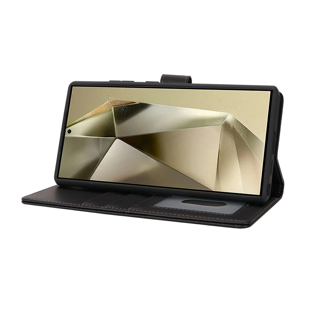 For Samsung Galaxy S24 Ultra Wallet Magnetic Case Anti-Drop Detachable PU Leather Phone Cover - Black - 3