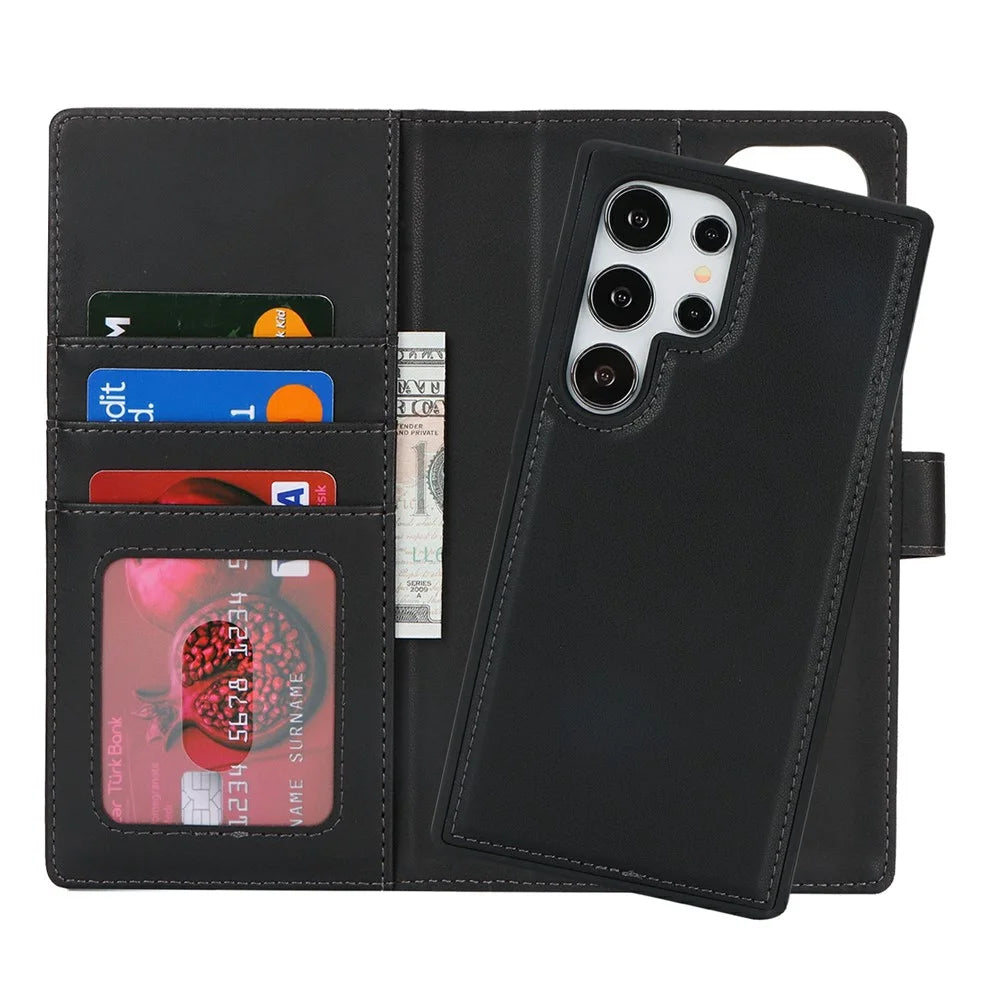 For Samsung Galaxy S24 Ultra Wallet Magnetic Case Anti-Drop Detachable PU Leather Phone Cover - Black - 7