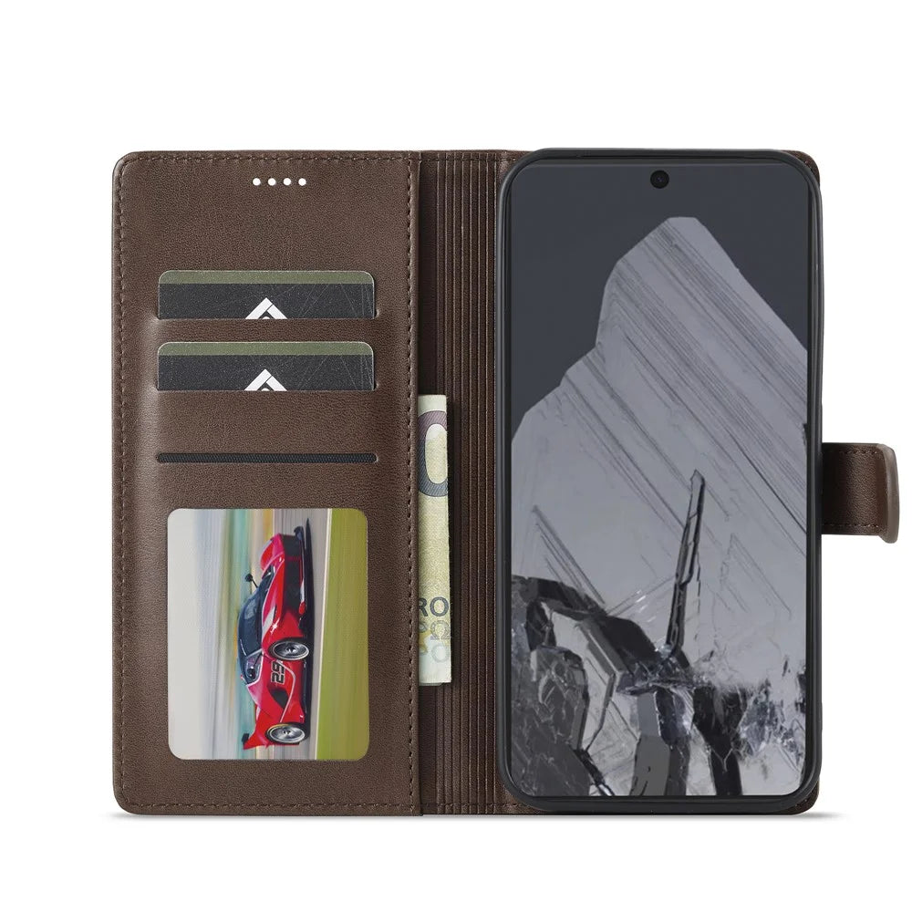LC.IMEEKE For Google Pixel 10 Pro XL Case Calf Texture PU Leather Stand Wallet Phone Cover - Brown - 2