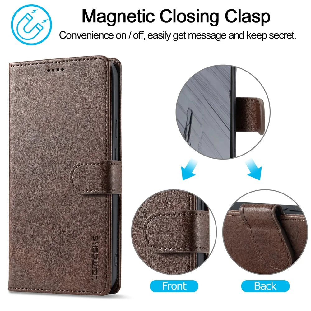 LC.IMEEKE For Google Pixel 10 Pro XL Case Calf Texture PU Leather Stand Wallet Phone Cover - Brown - 7