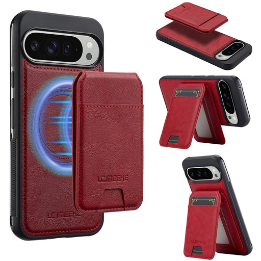 LC.IMEEKE L3 For Google Pixel 10 Pro / 10 / 9 Pro / 9 Magnetic Case Detachable Card Holder Leather TPU Mobile Cover - Red - 1
