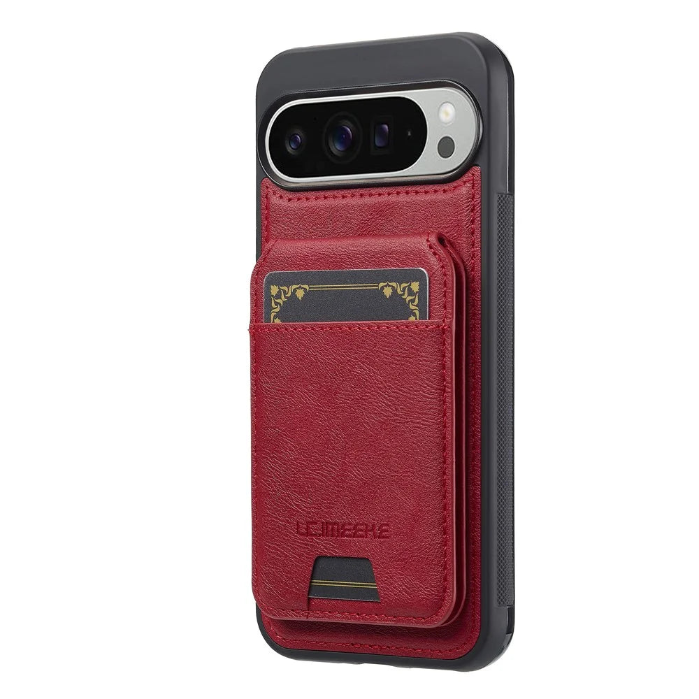 LC.IMEEKE L3 For Google Pixel 10 Pro XL Magnetic Case Detachable Card Holder Leather TPU Mobile Cover - Red - 2