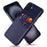 For iPhone 17 Case PU Leather Cloth Texture Hard PC Phone Cover with Card Holder - Blue - 1