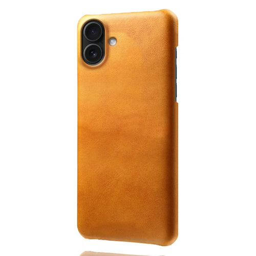 For iPhone 17 Case Calf Texture PU Leather Hard PC Protective Phone Cover - Orange - 1