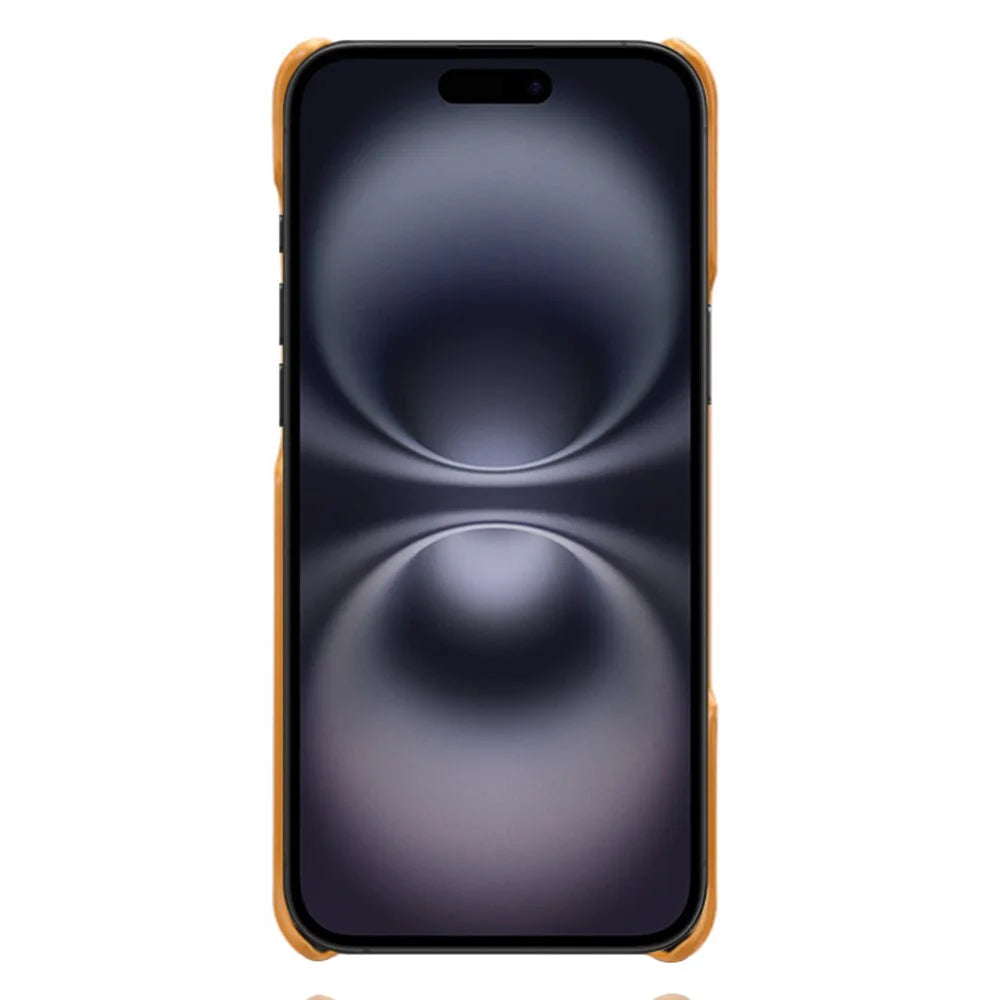 For iPhone 17 Case Calf Texture PU Leather Hard PC Protective Phone Cover - Orange - 2