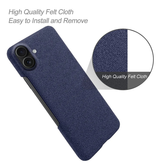 For iPhone 17 Phone Case Cloth Texture Anti-Scratch Protective PC Back Cover - Blue - 2