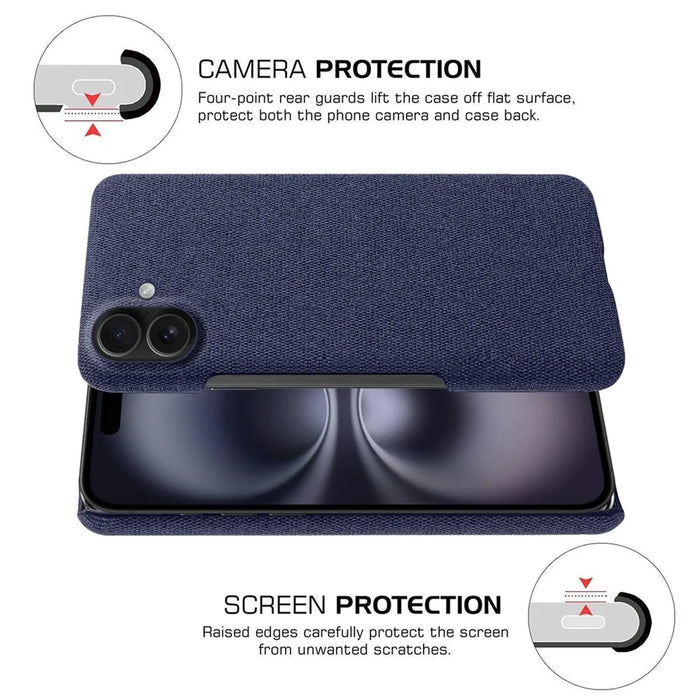 For iPhone 17 Phone Case Cloth Texture Anti-Scratch Protective PC Back Cover - Blue - 3
