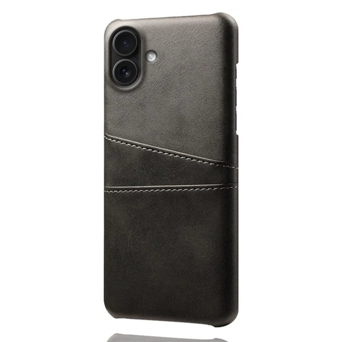 For iPhone 17 Case Dual Card Slots PU Leather + Hard PC Phone Cover - Black - 3