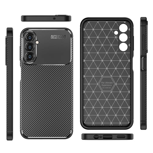 For Samsung Galaxy A14 5G / 4G Carbon Fiber Texture TPU Phone Back Case Drop-proof Anti-scratch Cover - Black - 1