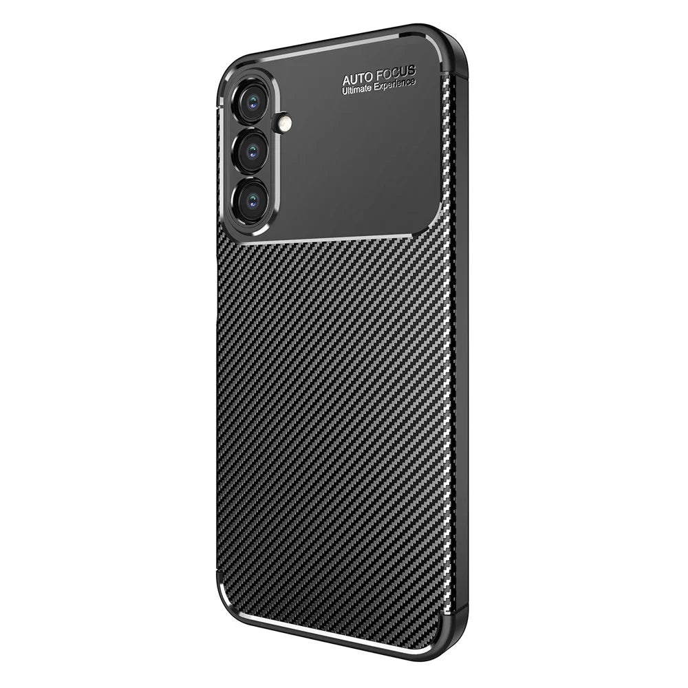 For Samsung Galaxy A14 5G / 4G Carbon Fiber Texture TPU Phone Back Case Drop-proof Anti-scratch Cover - Black - 3
