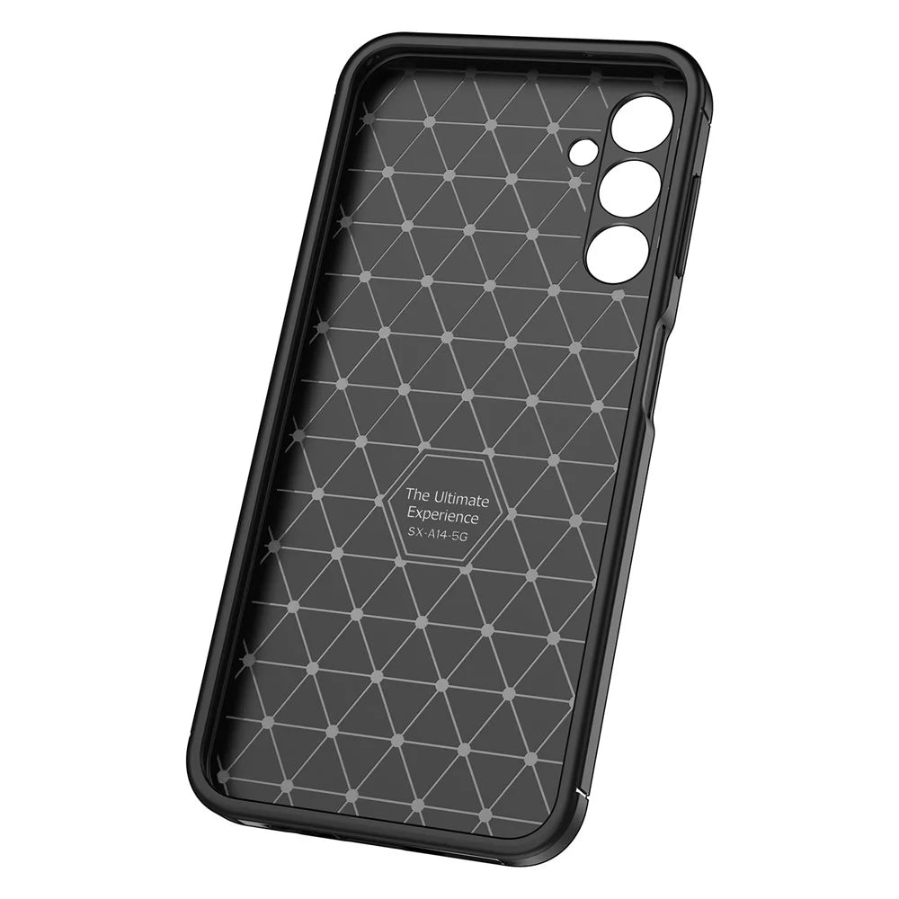 For Samsung Galaxy A14 5G / 4G Carbon Fiber Texture TPU Phone Back Case Drop-proof Anti-scratch Cover - Black - 5