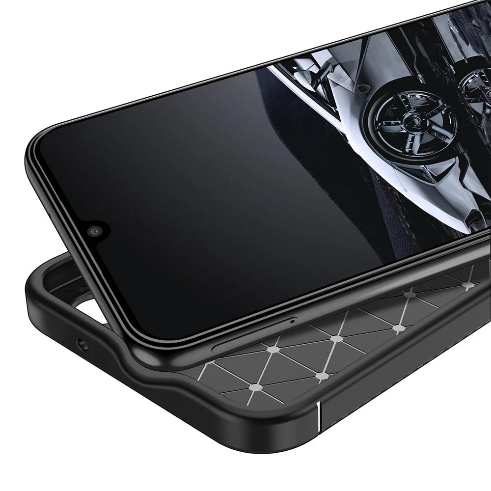 For Samsung Galaxy A14 5G / 4G Carbon Fiber Texture TPU Phone Back Case Drop-proof Anti-scratch Cover - Black - 6