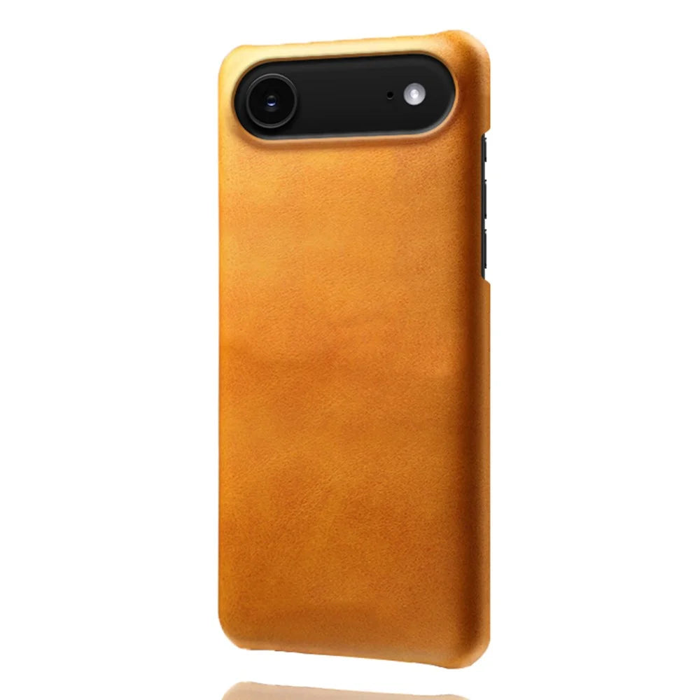 For iPhone Air Case Calf Texture PU Leather Hard PC Protective Phone Cover - Orange - 1
