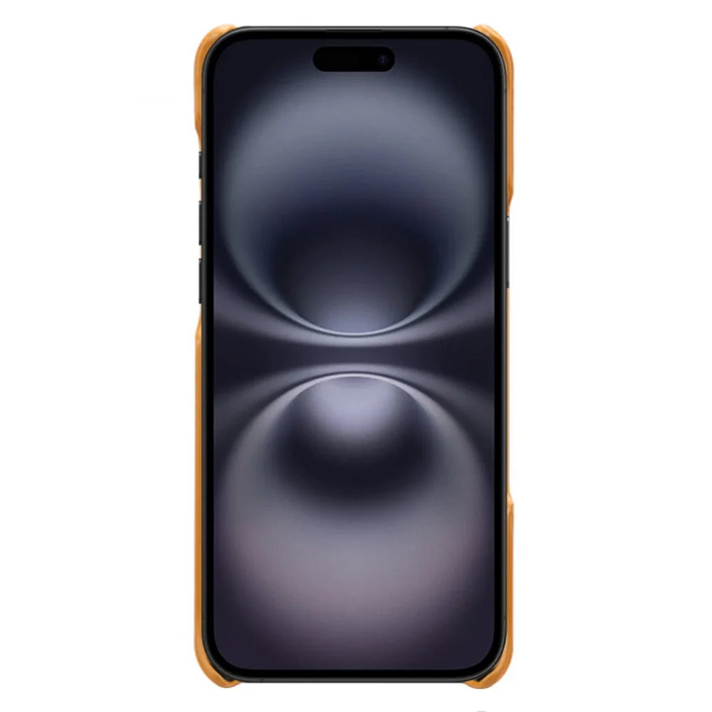For iPhone Air Case Calf Texture PU Leather Hard PC Protective Phone Cover - Orange - 2