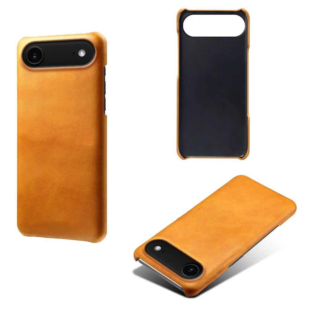 For iPhone Air Case Calf Texture PU Leather Hard PC Protective Phone Cover - Orange - 3