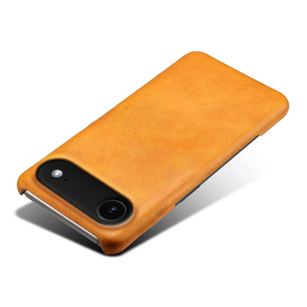 For iPhone Air Case Calf Texture PU Leather Hard PC Protective Phone Cover - Orange - 4