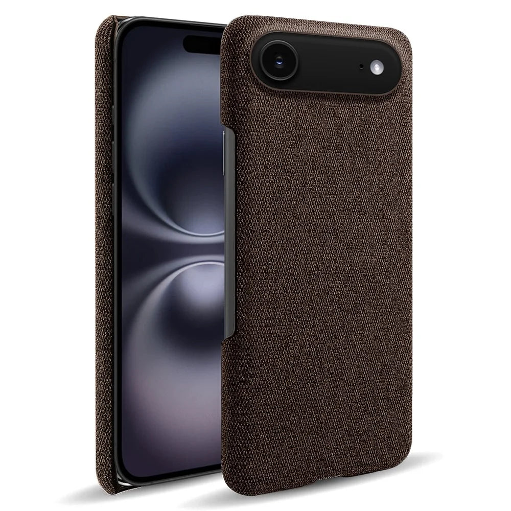 For iPhone Air Phone Case Cloth Texture Anti-Scratch Protective PC Back Cover - Brown - 1