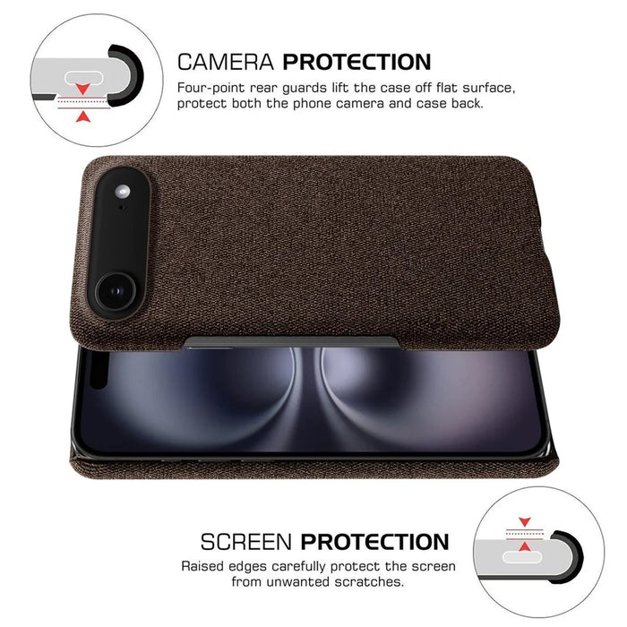 For iPhone Air Phone Case Cloth Texture Anti-Scratch Protective PC Back Cover - Brown - 3