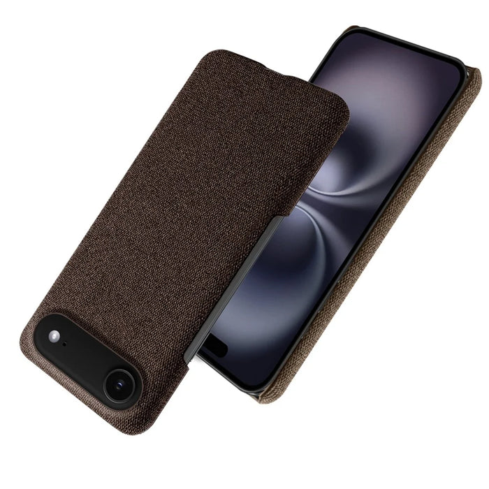 For iPhone Air Phone Case Cloth Texture Anti-Scratch Protective PC Back Cover - Brown - 4