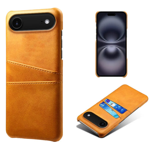 For iPhone Air Case Dual Card Slots PU Leather + Hard PC Phone Cover - Orange - 1
