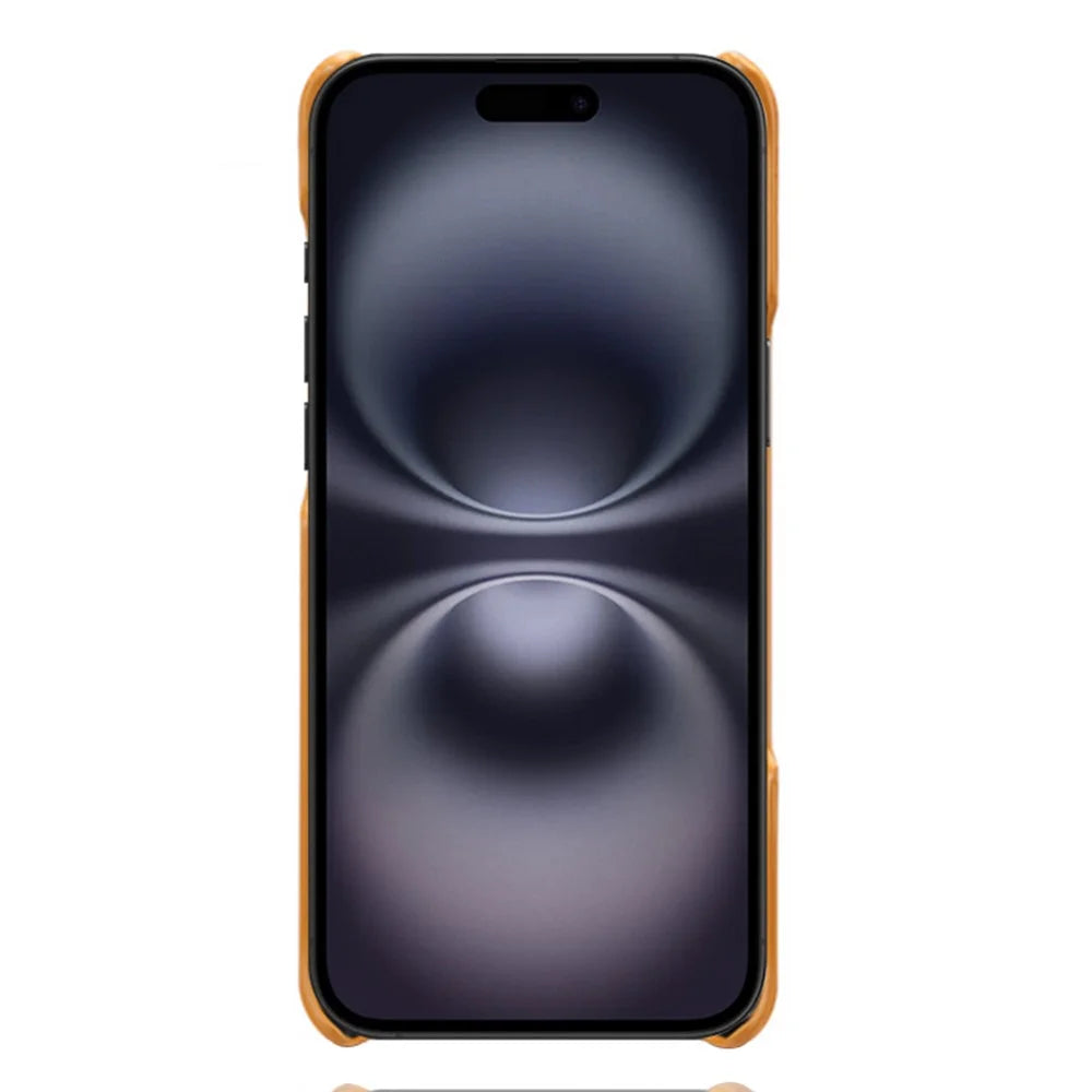 For iPhone Air Case Dual Card Slots PU Leather + Hard PC Phone Cover - Orange - 4