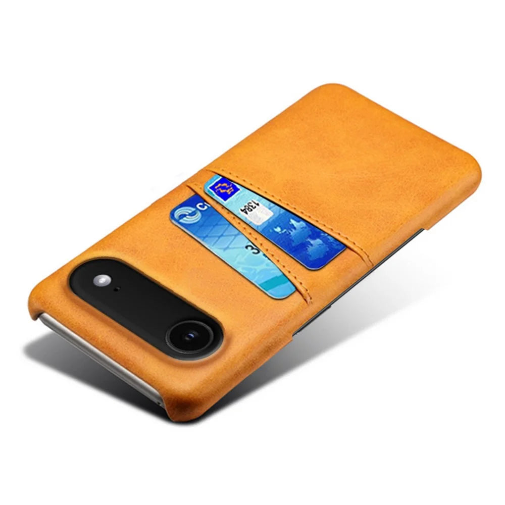 For iPhone Air Case Dual Card Slots PU Leather + Hard PC Phone Cover - Orange - 5