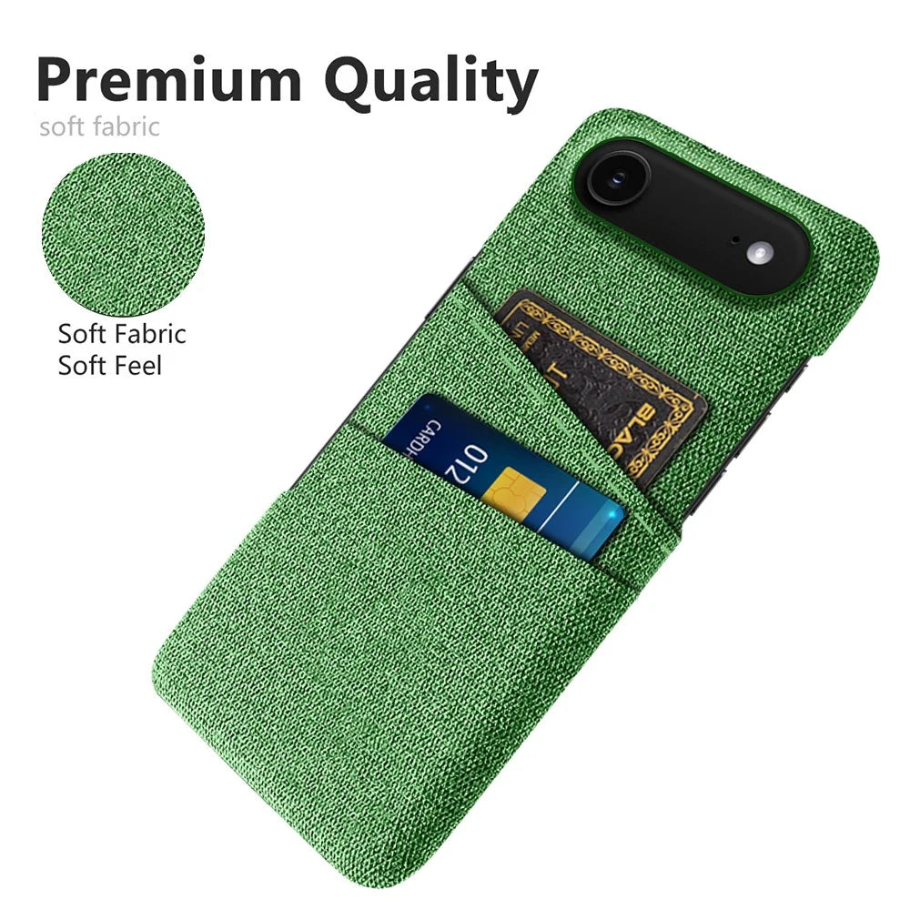 For iPhone Air Case Cloth + Hard PC Phone Cover with Dual Card Slots - Green - 3