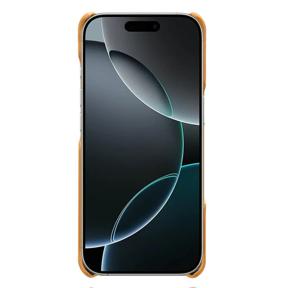 For iPhone 18 Pro / 17 Pro Case Calf Texture PU Leather Hard PC Protective Phone Cover - Orange - 2