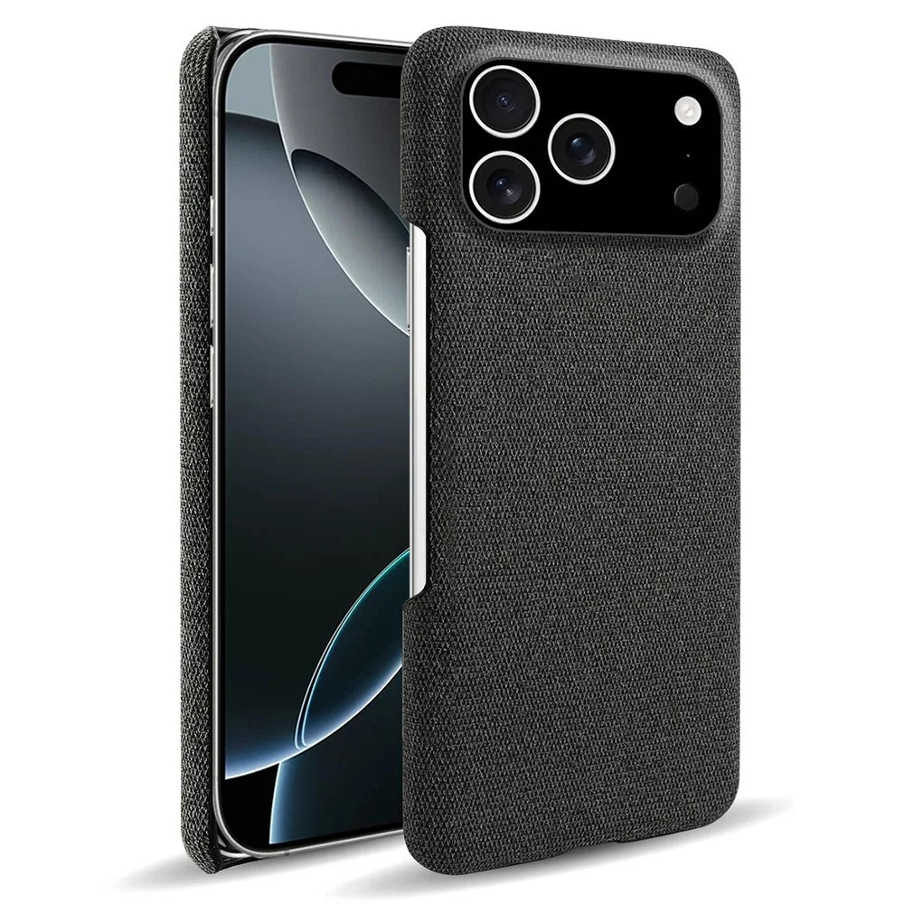 For iPhone 18 Pro / 17 Pro Phone Case Cloth Texture Anti-Scratch Protective PC Back Cover - Black - 1