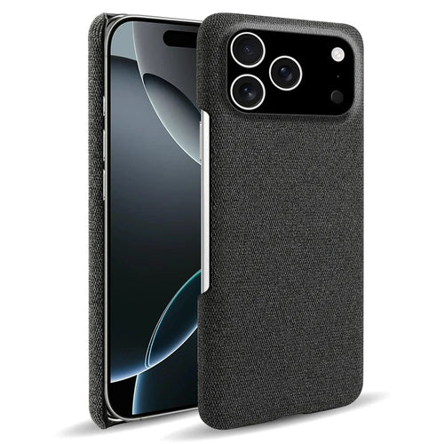 For iPhone 18 Pro / 17 Pro Phone Case Cloth Texture Anti-Scratch Protective PC Back Cover - Black - 1