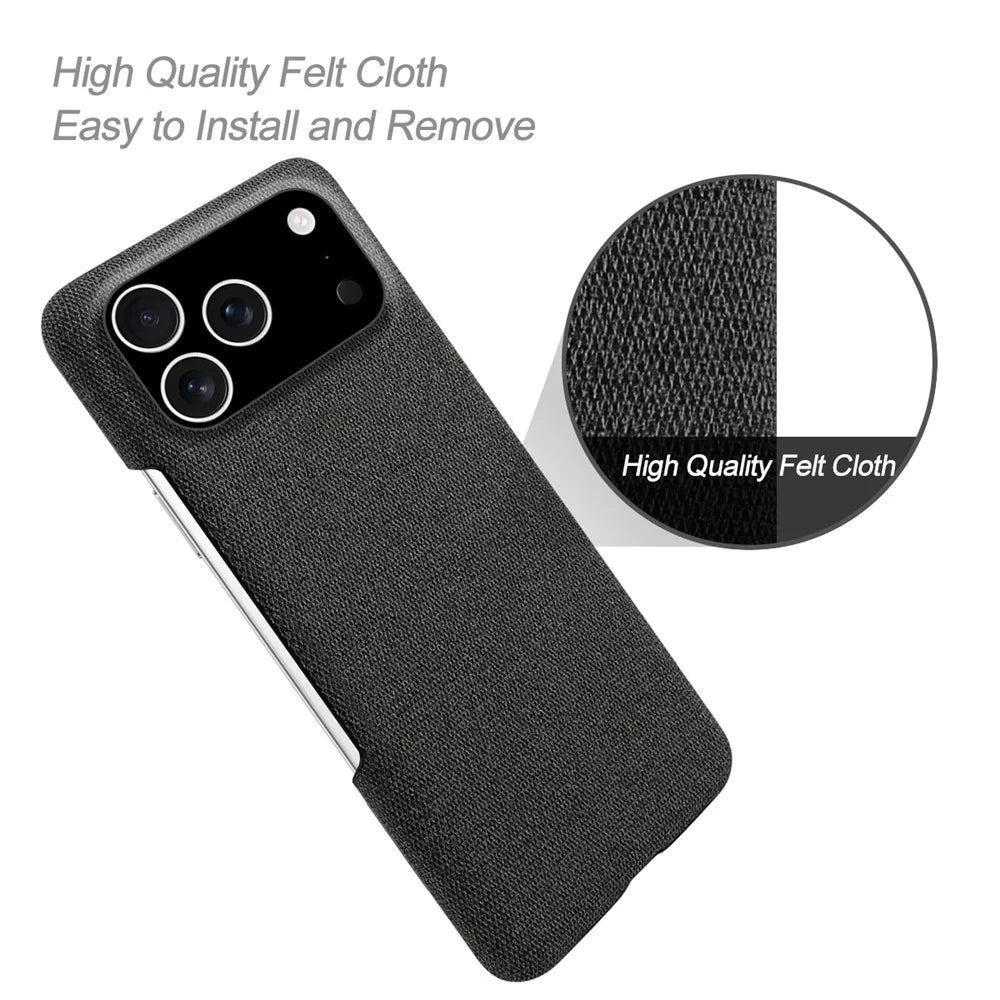 For iPhone 18 Pro / 17 Pro Phone Case Cloth Texture Anti-Scratch Protective PC Back Cover - Black - 2