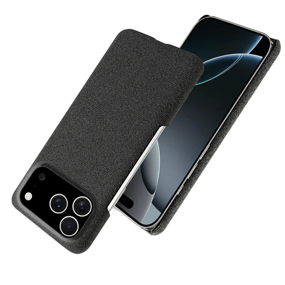For iPhone 18 Pro / 17 Pro Phone Case Cloth Texture Anti-Scratch Protective PC Back Cover - Black - 4