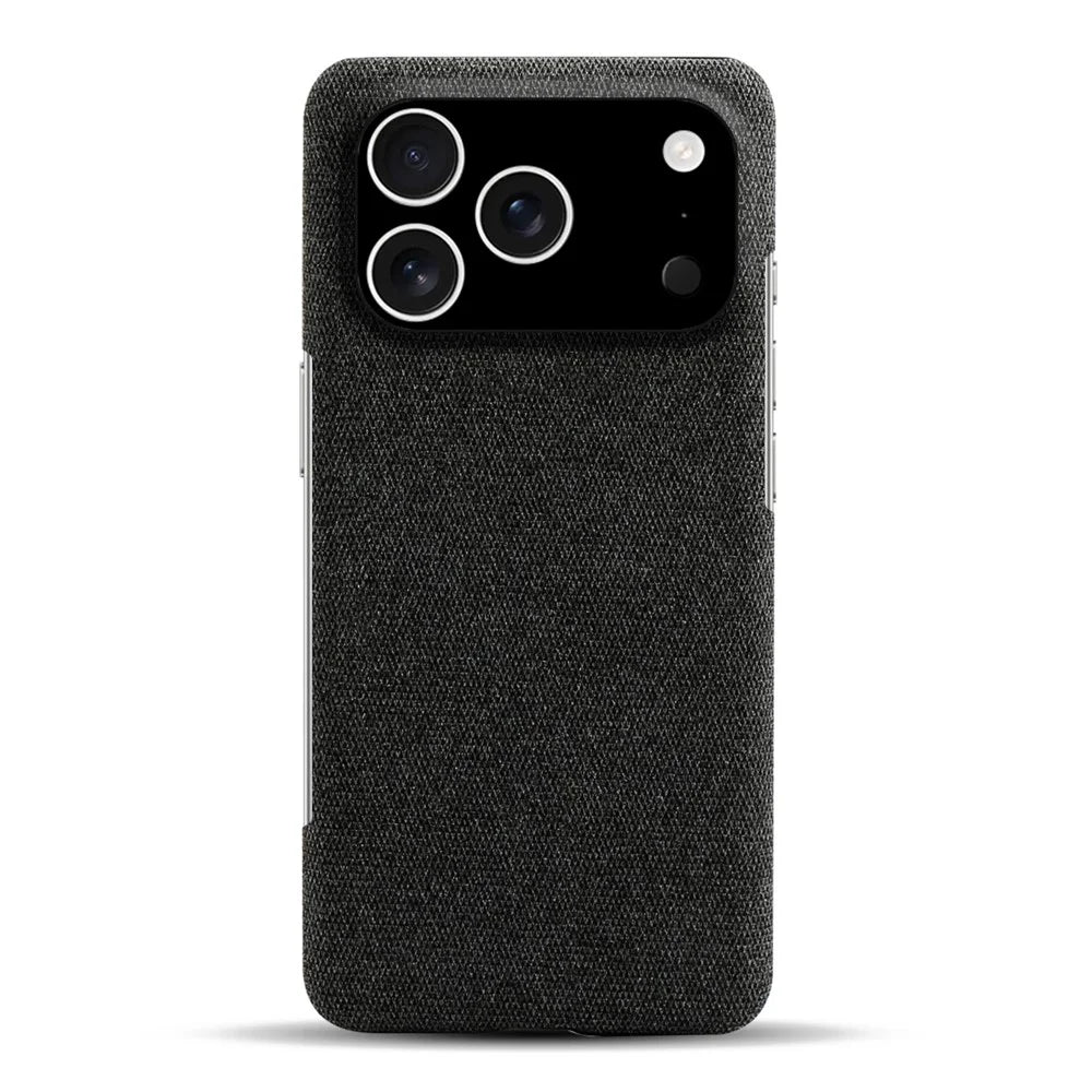 For iPhone 18 Pro / 17 Pro Phone Case Cloth Texture Anti-Scratch Protective PC Back Cover - Black - 5